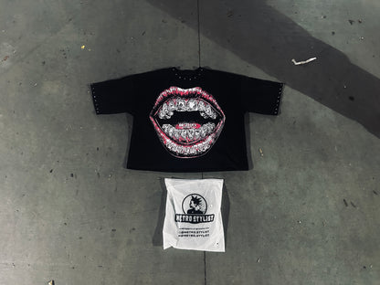 METRO STYLIST BLACK OVERSIZED UNISEX CROPPED TEES 1.0